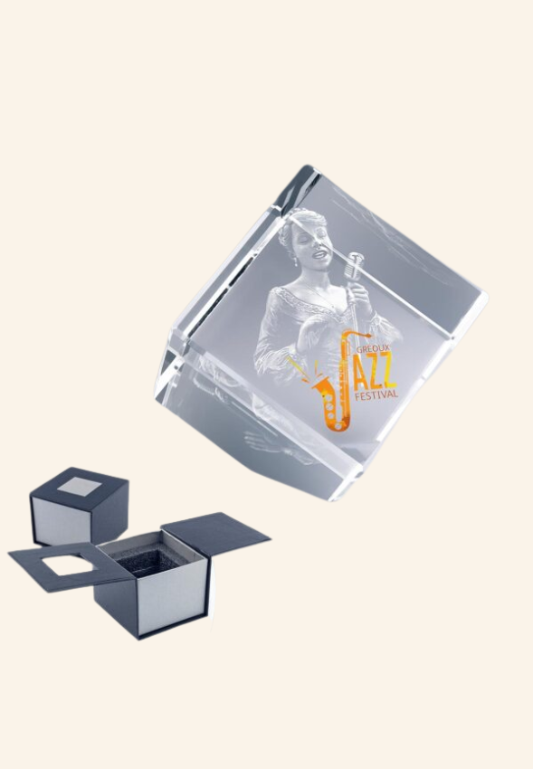 Trophée Cube Pan-Coupé 6 cm en Verre Aurian