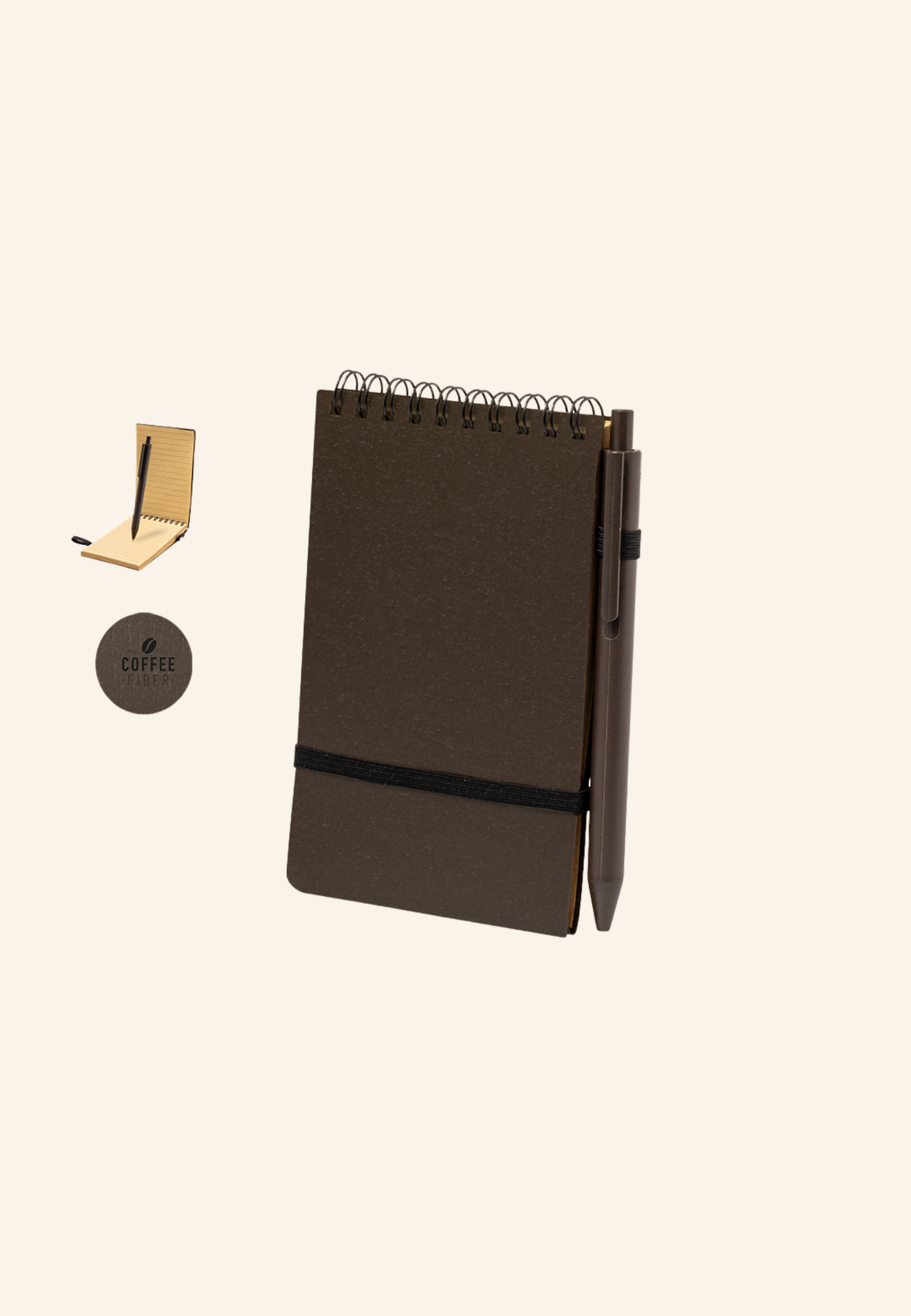 Bloc notes et stylo A6 à bille en fibre de café OLE