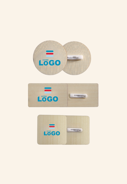 Badge en bois rond/carré/rectangle Woodie
