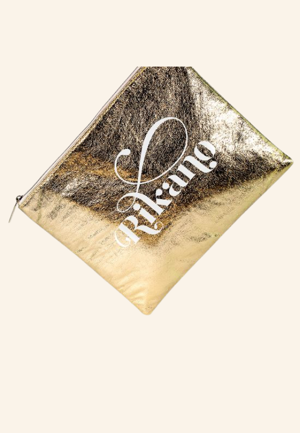 Trousse plate en PU doré 23x18cm Elyssa