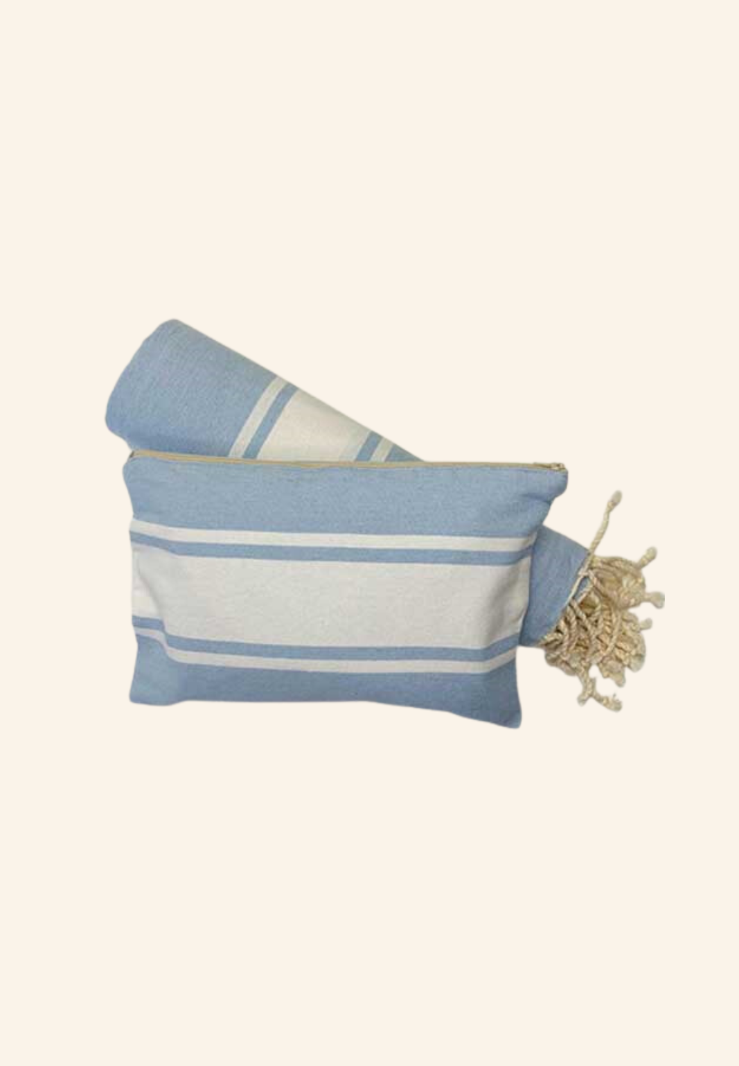 Set de plage (pochette et fouta) en coton recyclé doublée Romane