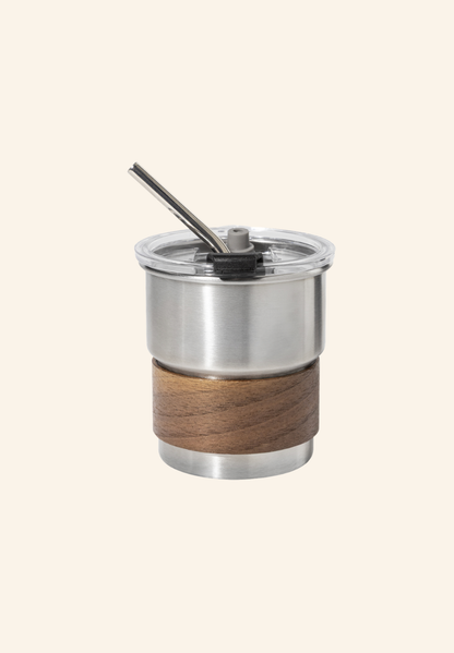 Mug thermos de voyage 260 ml acier inoxydable recyclé, bois de noyer et plastique Clément