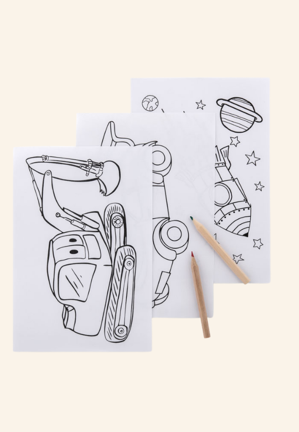 Set de coloriage enfants en papier recyclé Pimto