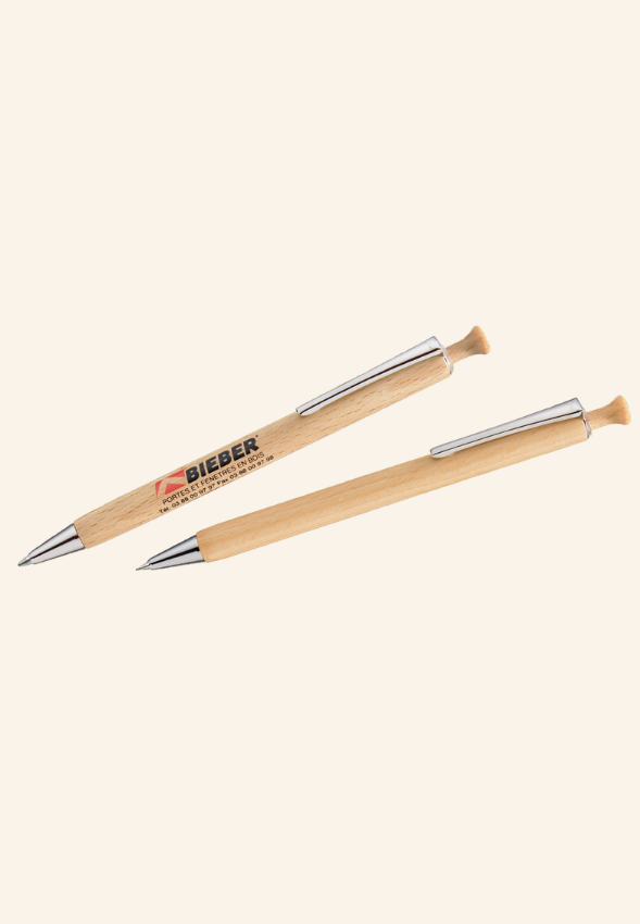 Stylo bille rétractable en bois naturel Éloirin
