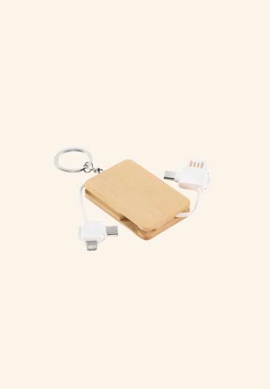 Câble de Charge Porte-clés en Bambou