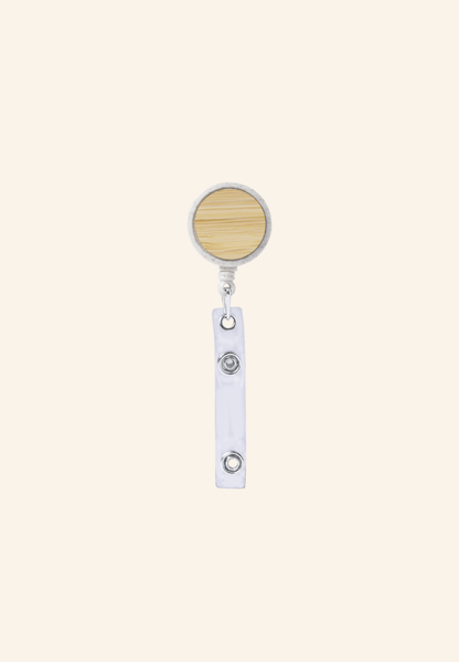 Porte-badge paille de blé, bambou, plastique et métal Kyraxel