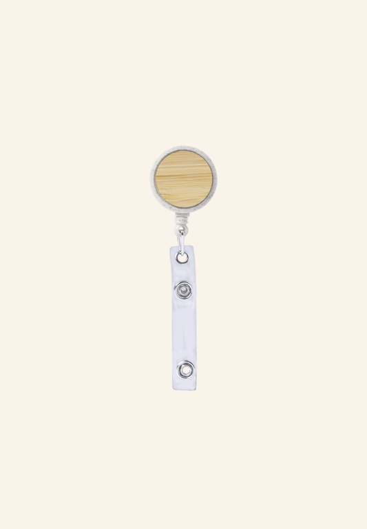 Porte-badge paille de blé, bambou, plastique et métal Kyraxel