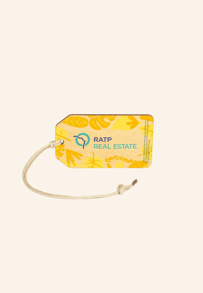 Étiquette de bagage en bois Utopia