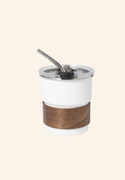 Mug thermos de voyage 260 ml acier inoxydable recyclé, bois de noyer et plastique Clément