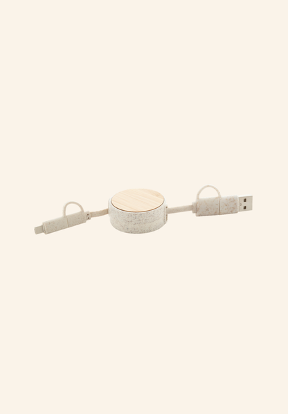 Câble de charge USB en bambou et paille de blé Arthur