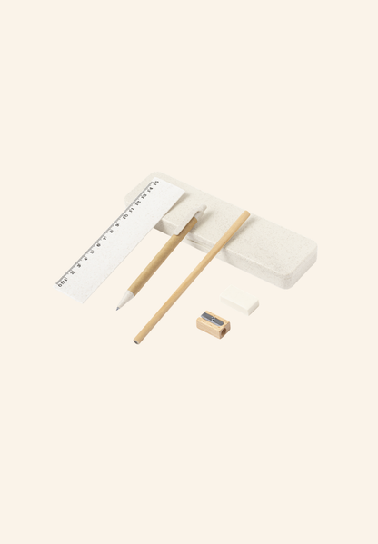 Set d’écriture paille de blé, bois et papier recyclé Kaélys