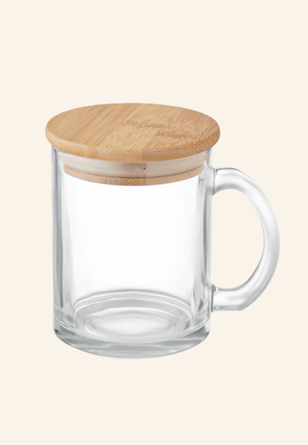 Mug en verre recyclé avec couvercle en bambou