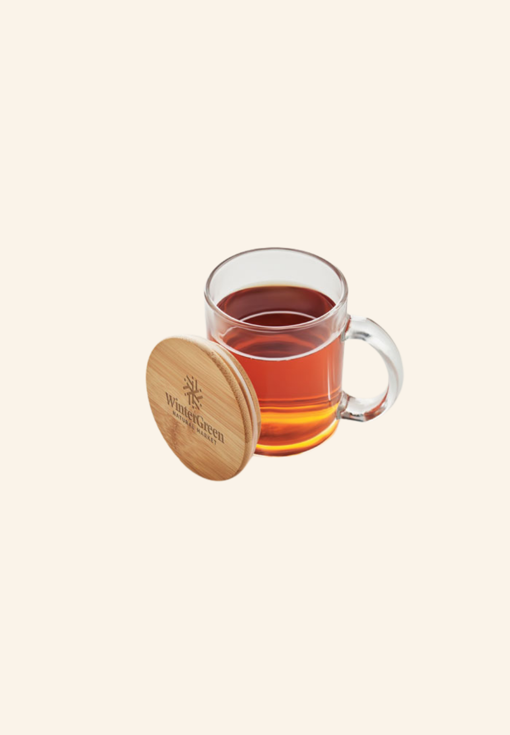 Mug en verre recyclé avec couvercle en bambou
