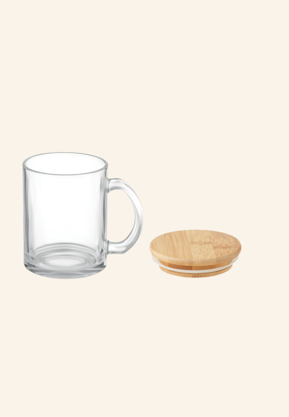 Mug en verre recyclé avec couvercle en bambou