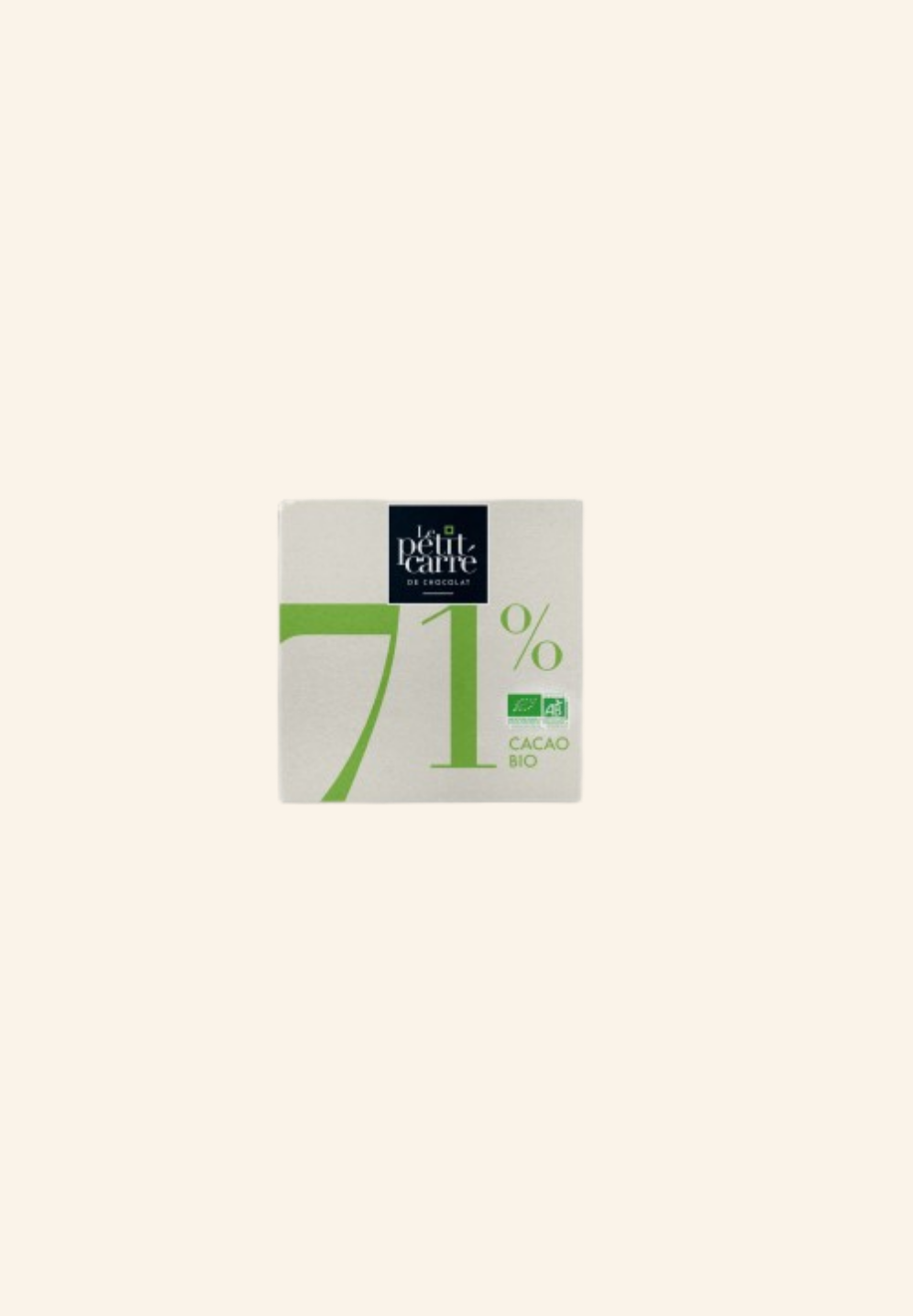 Carte personnalisée avec carré de chocolat bio 71 %