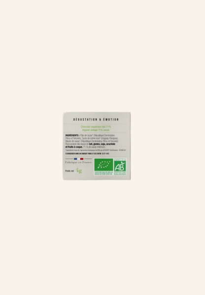 Carte personnalisée avec carré de chocolat bio 71 %