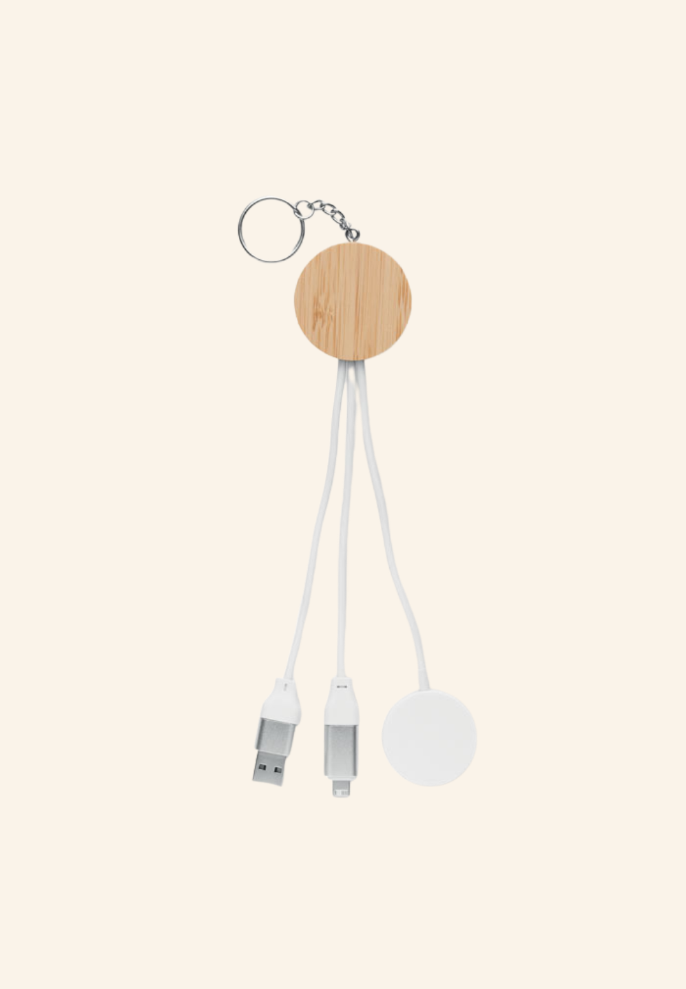 Porte-clés câble de charge en bambou 4-en-1 60W