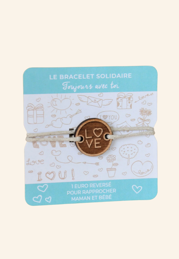 Bracelet solidaire en bois et lin Avelyne