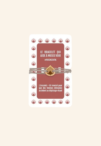 Bracelet solidaire en bois et lin Avelyne