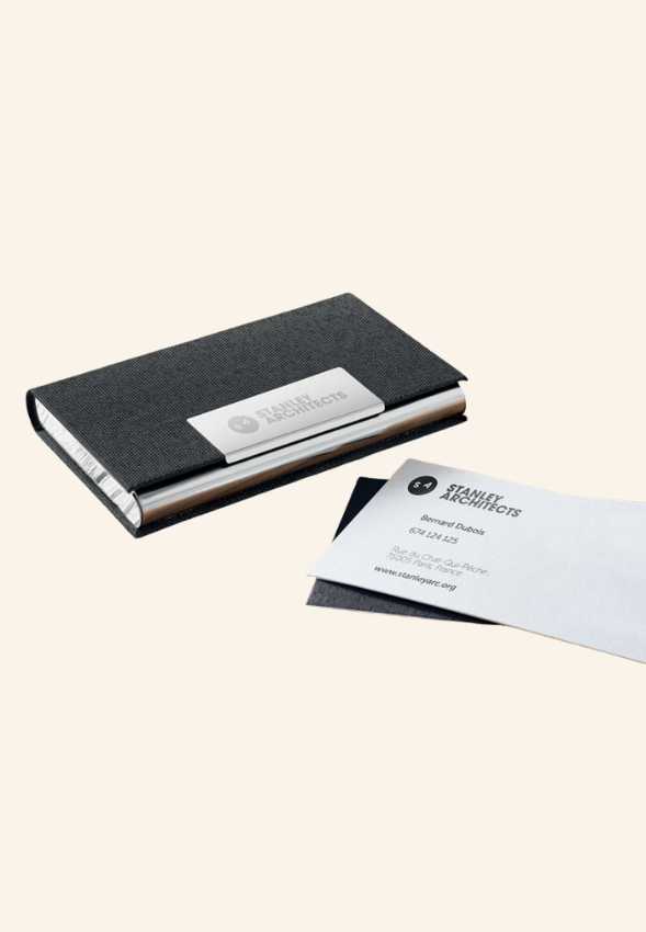 Coffret d'écriture stylo, porté-clés et porte-cartes en rPET Cléophine