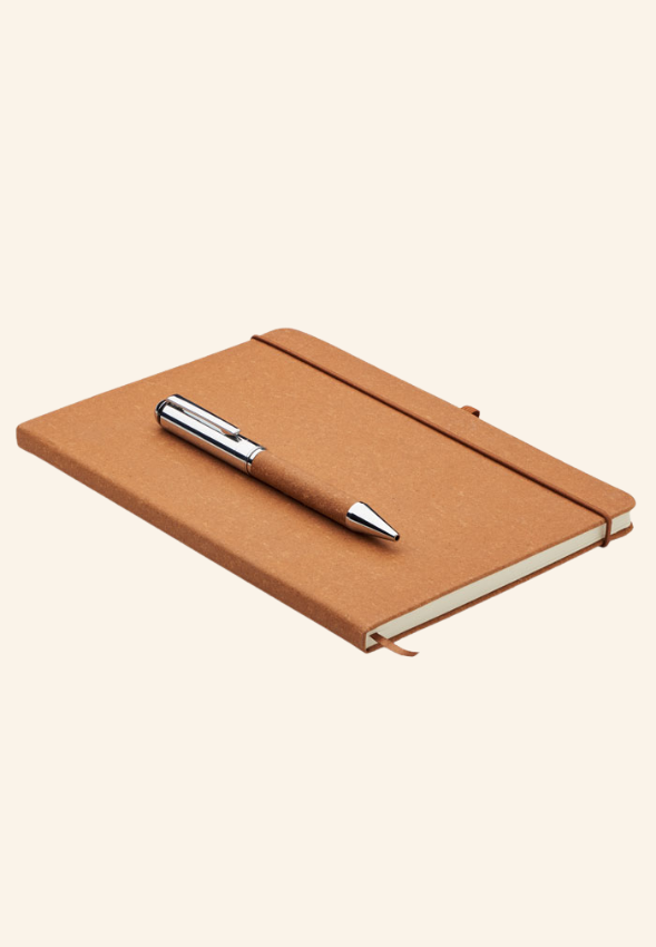 Coffret carnet A5 160 pages et stylo en cuir recyclé Althéane