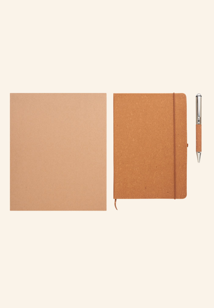 Coffret carnet A5 160 pages et stylo en cuir recyclé Althéane