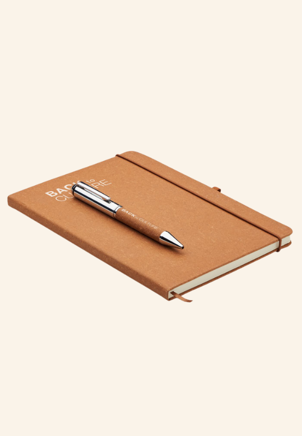 Coffret carnet A5 160 pages et stylo en cuir recyclé Althéane