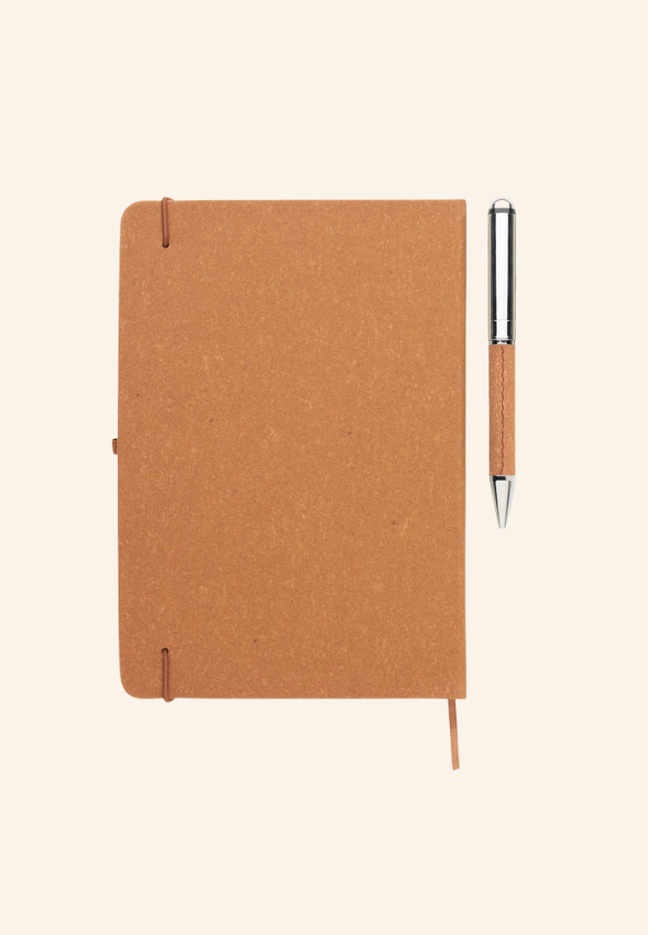Coffret carnet A5 160 pages et stylo en cuir recyclé Althéane