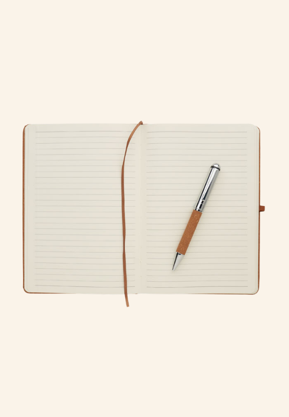 Coffret carnet A5 160 pages et stylo en cuir recyclé Althéane