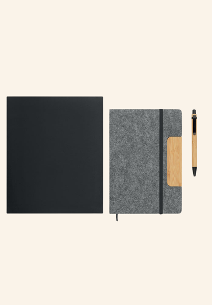 Coffret carnet A5 en feutre rPET avec support téléphone Férélie