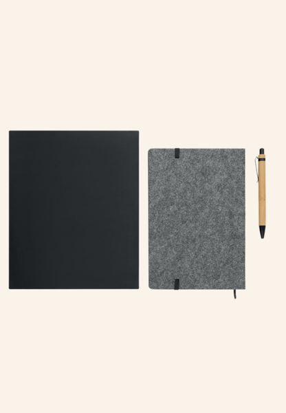 Coffret carnet A5 en feutre rPET avec support téléphone Férélie