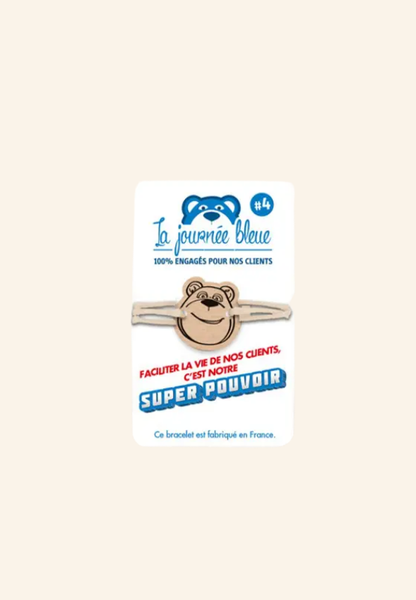 Bracelet solidaire en bois et lin Avelyne
