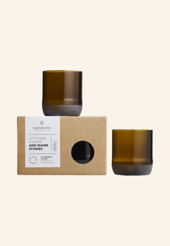 Set de 2 verres artisanaux en verre recyclé 160ml Évariste