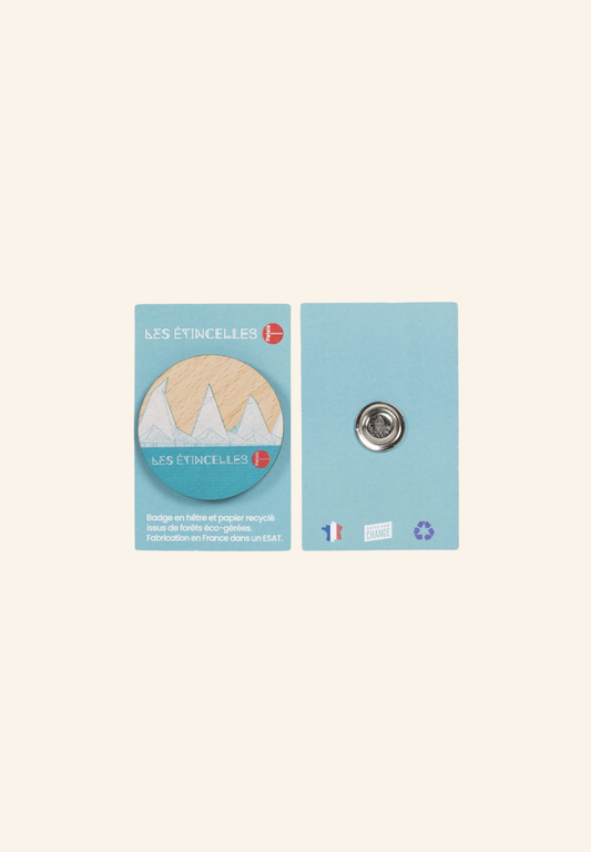 Badge rond aimanté 50 mm en hêtre Euphémie