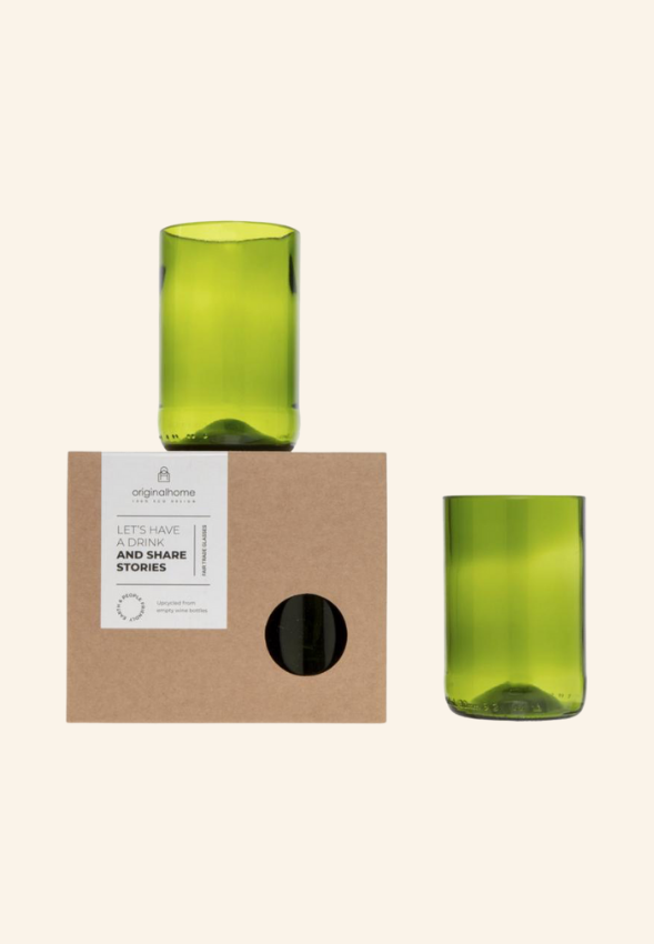 Set de 2 verres artisanaux en verre recyclé 280ml Solviane