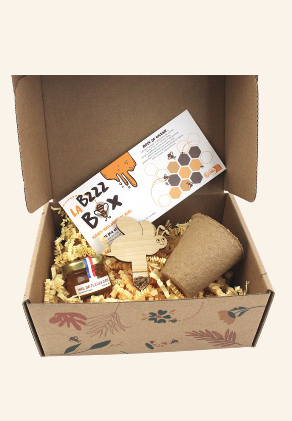 Coffret miel français local et graines bio Bzzz