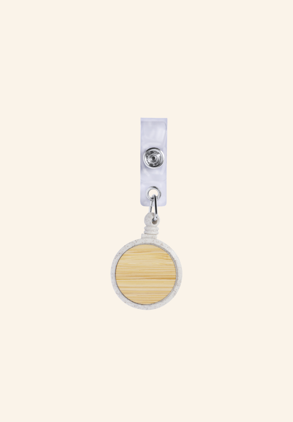 Porte-badge paille de blé, bambou, plastique et métal Kyraxel