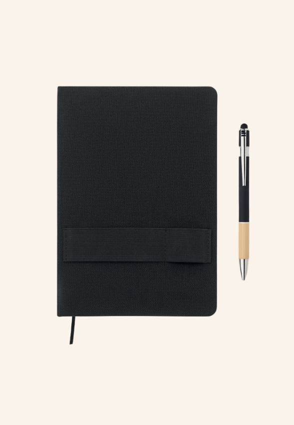 Carnet A5 en feutre rPET avec support de téléphone Liorène