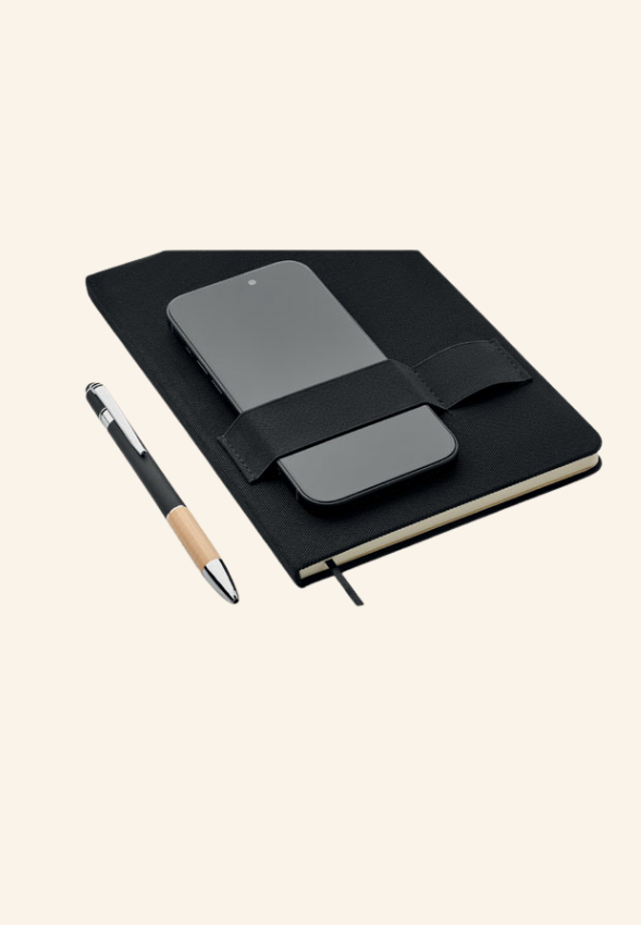 Carnet A5 en feutre rPET avec support de téléphone Liorène