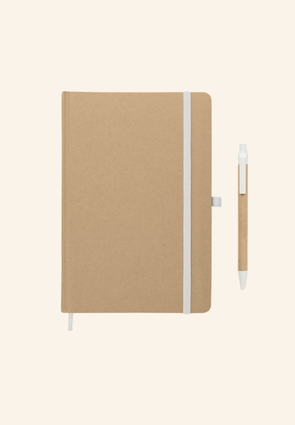 Carnet A5 en carton recyclé 160 pages avec stylo Célyna