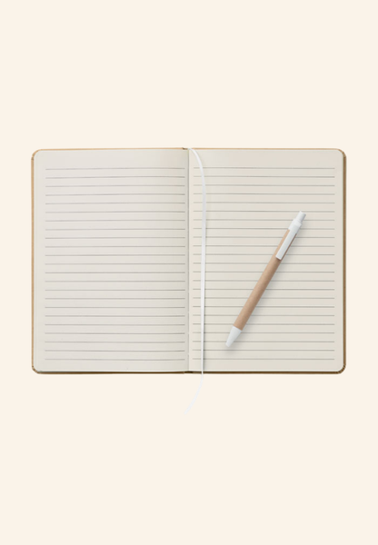 Carnet A5 en carton recyclé 160 pages avec stylo Célyna