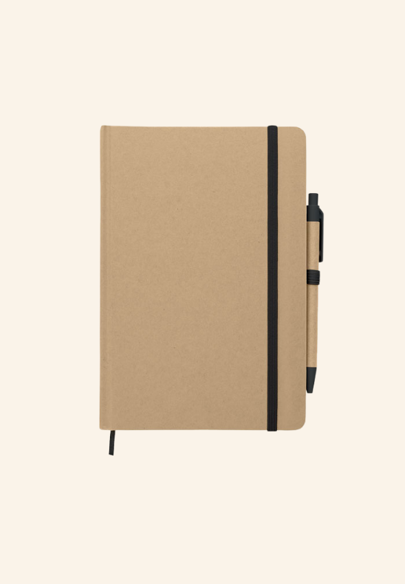 Carnet A5 en carton recyclé 160 pages avec stylo Célyna