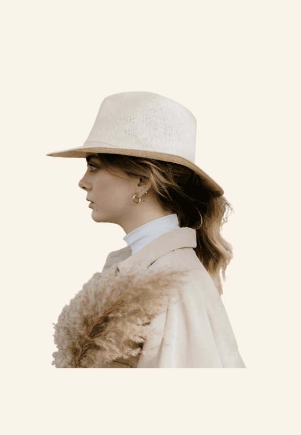 Chapeau en papier et ruban cousu Mireliane