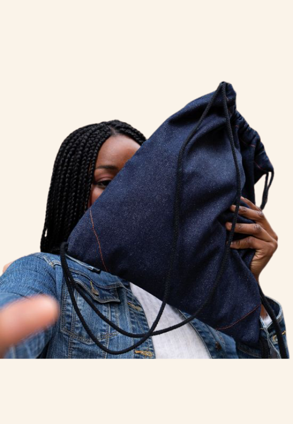 Sac à dos en jean à cordes en coton recyclé Kervian