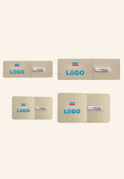 Badge en bois rond/carré/rectangle Woodie