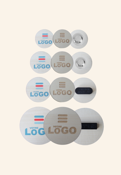 Badge aimanté en bois 3 formes WoodMag