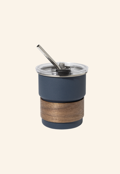 Mug thermos de voyage 260 ml acier inoxydable recyclé, bois de noyer et plastique Clément