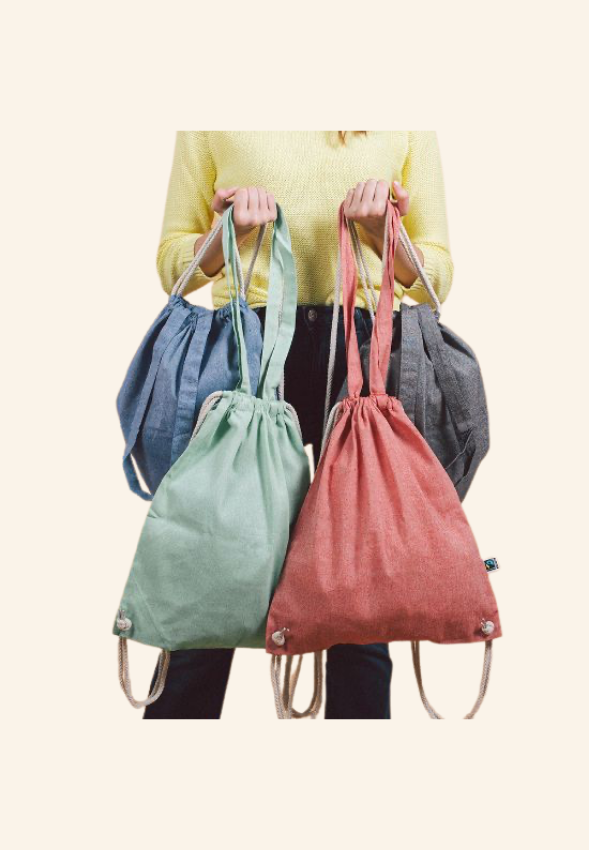 Totebag 140gr sac à dos à cordes en coton recyclé Avelin
