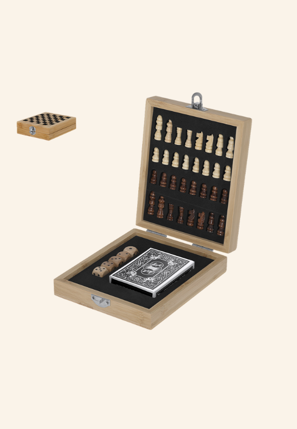 Coffret jeux 3-en-1 en bambou Alaric