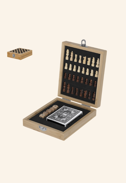 Coffret jeux 3-en-1 en bambou Alaric